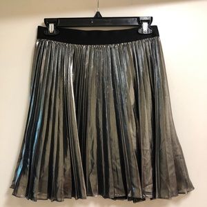 Express Chrome/Metallic Pleated Circle Skirt
